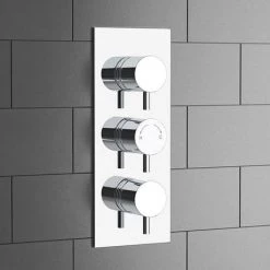 Cruze Triple Round Concealed Thermostatic Shower Valve - Chrome 10 Cruze Triple Round Concealed Thermostatic Shower Valve - Chrome -Shower Valves Sales Store Cruze Chrome Triple Round Concealed Thermostatic Shower Valve d2 460