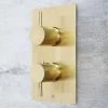JTP Vos Brushed Brass Twin Outlet Thermostatic Concealed Shower Valve with Designer Handles -Shower Valves Sales Store DH23671ABBR P