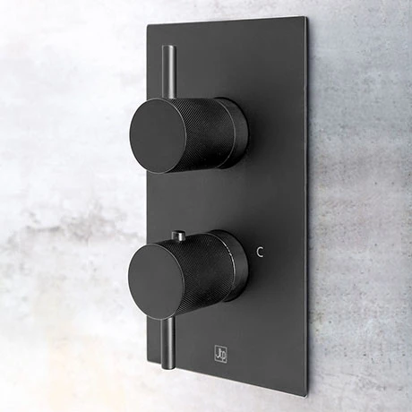 JTP Vos Matt Black Twin Outlet Thermostatic Concealed Shower Valve with Designer Handles 3 JTP Vos Matt Black Twin Outlet Thermostatic Concealed Shower Valve with Designer Handles