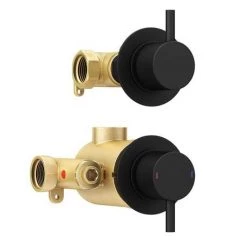 Arezzo Matt Black Concealed Individual Stop Tap + Thermostatic Control Shower Valve 13 Arezzo Matt Black Concealed Individual Stop Tap + Thermostatic Control Shower Valve -Shower Valves Sales Store EG AZ 36AB n d3 460
