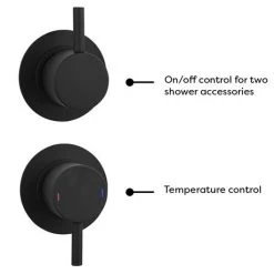 Arezzo Matt Black Concealed Individual Diverter + Thermostatic Control Shower Valve -Shower Valves Sales Store EG AZ 39AB n d3 460
