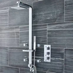 Nuie Square Triple Concealed Thermostatic Shower Valve with Diverter - JTY311 -Shower Valves Sales Store JTY311 d1 460