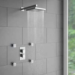 Milan Twin Square Concealed Shower Valve with Diverter - Chrome 10 Milan Twin Square Concealed Shower Valve with Diverter - Chrome -Shower Valves Sales Store MISVC01D d2 460