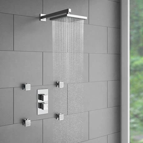 Milan Twin Square Concealed Shower Valve with Diverter - Chrome 5 Milan Twin Square Concealed Shower Valve with Diverter - Chrome - Image 3