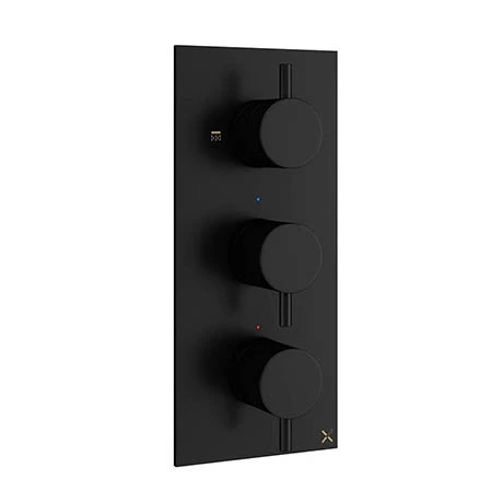 Crosswater MPRO Triple Concealed Thermostatic Shower Valve - Matt Black - PRO2000RM+ 3 Crosswater MPRO Triple Concealed Thermostatic Shower Valve - Matt Black - PRO2000RM+