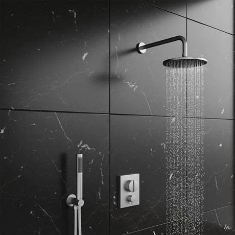 Crosswater MPRO Crossbox Push Brushed Stainless Steel Effect 2 Outlet Trim Set 4 Crosswater MPRO Crossbox Push Brushed Stainless Steel Effect 2 Outlet Trim Set - Image 2