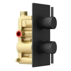 Arezzo Round Modern Twin Concealed Shower Valve - Matt Black -Shower Valves Sales Store RSV31 BLK new d4 460
