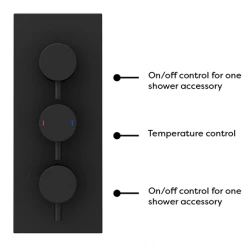 Arezzo Round Modern Triple Concealed Shower Valve - Matt Black 12 Arezzo Round Modern Triple Concealed Shower Valve - Matt Black -Shower Valves Sales Store RTSV BLK n d1 460