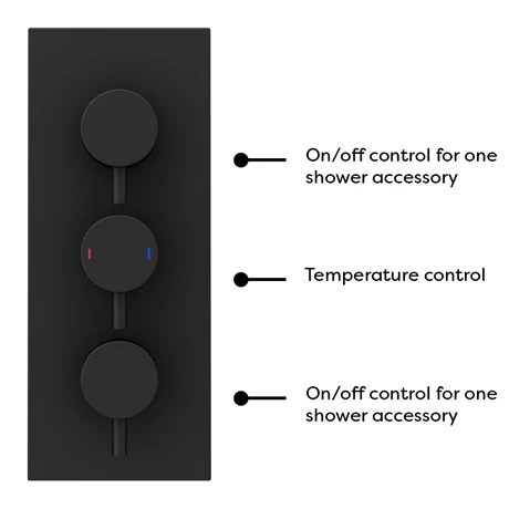 Arezzo Round Modern Triple Concealed Shower Valve - Matt Black 7 Arezzo Round Modern Triple Concealed Shower Valve - Matt Black - Image 5