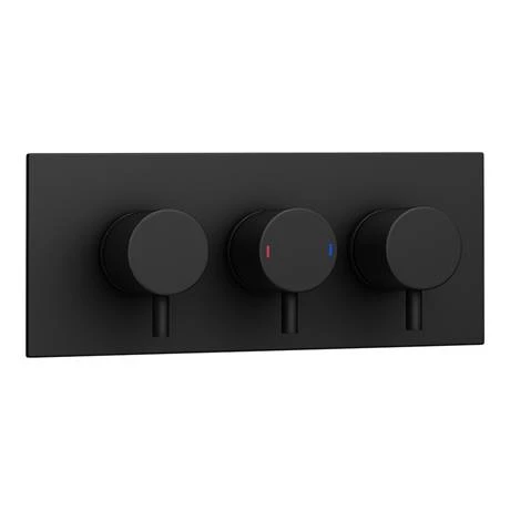 Arezzo Round Modern Triple Concealed Shower Valve - Matt Black 4 Arezzo Round Modern Triple Concealed Shower Valve - Matt Black - Image 2