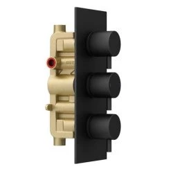 Arezzo Round Modern Triple Concealed Shower Valve - Matt Black 10 Arezzo Round Modern Triple Concealed Shower Valve - Matt Black -Shower Valves Sales Store RTSV BLK n d5 460