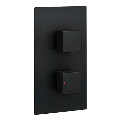 Arezzo Square Modern Concealed Twin Shower Valve - Matt Black 3 Arezzo Square Modern Concealed Twin Shower Valve - Matt Black