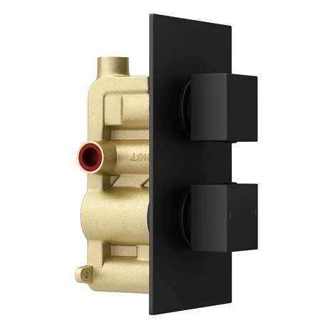 Arezzo Square Modern Concealed Twin Shower Valve - Matt Black 8 Arezzo Square Modern Concealed Twin Shower Valve - Matt Black - Image 6