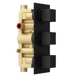 Arezzo Square Modern Triple Concealed Shower Valve - Matt Black -Shower Valves Sales Store STSV BLK nw d3 460