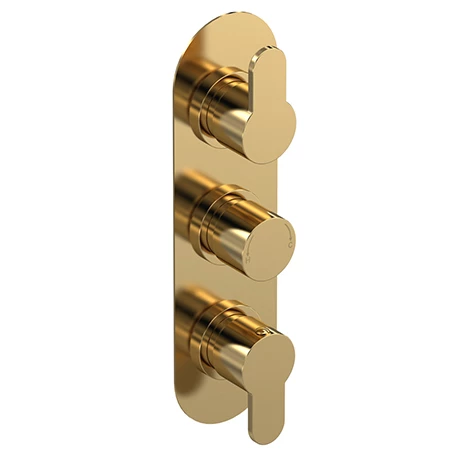 Venice Giro Triple Thermostatic Shower Valve - Brushed Brass 3 Venice Giro Triple Thermostatic Shower Valve - Brushed Brass